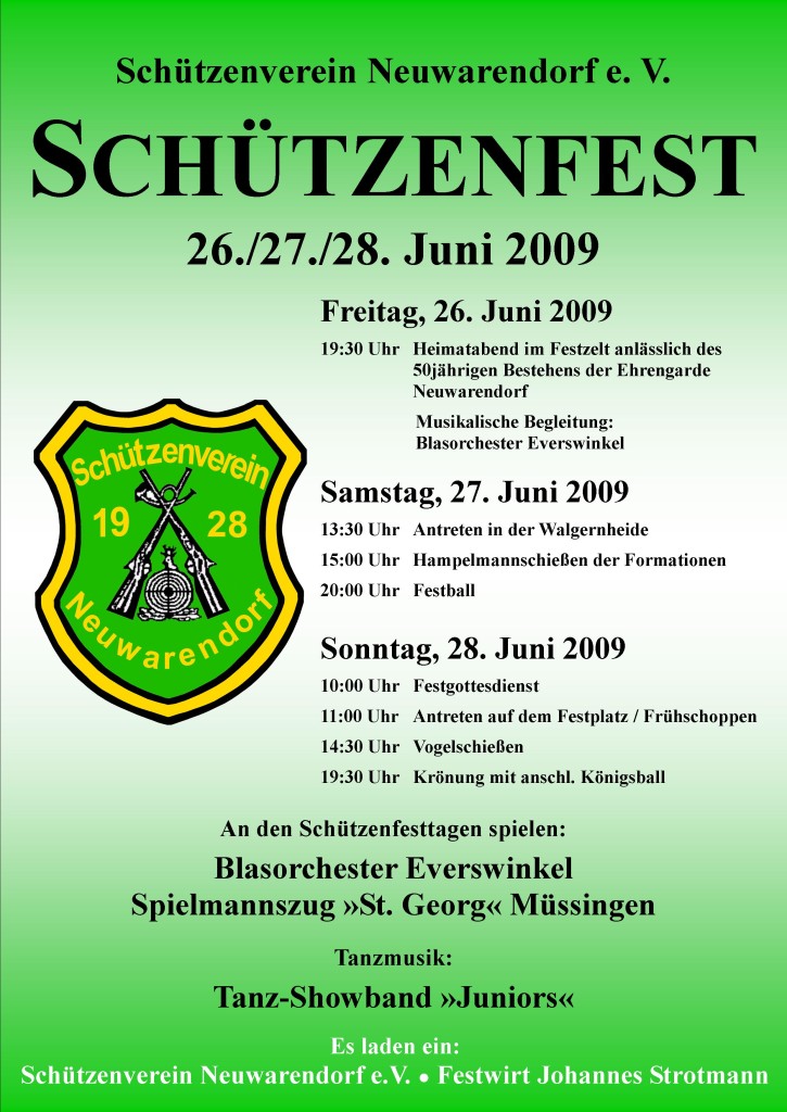 Schützenverein Neuwarendorf Plakat 2009